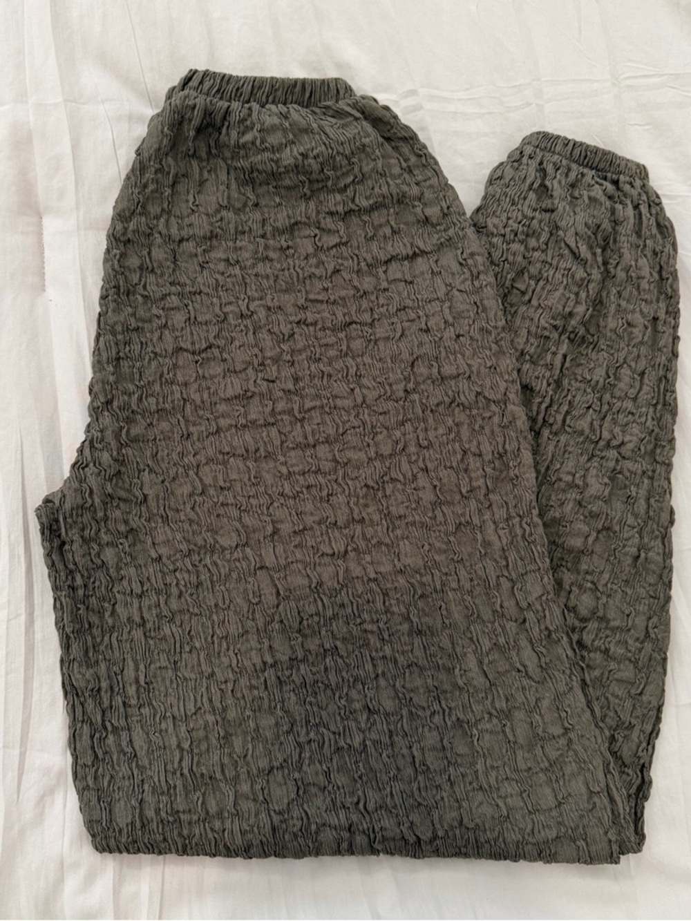 Zara Textured Elastic Waist Gray Pants